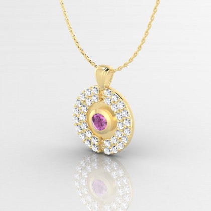 Annabella Pendentif Saphir rose en Or jaune 18k