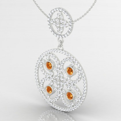 Arabesque Pendentif Citrine en Or blanc 18k
