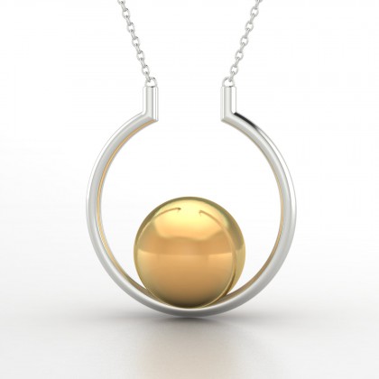 Artémis Pendentif Perle d'eau douce dorée en Or blanc 18k