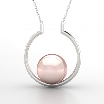 Artémis Pendentif Perle d'eau douce rose en Or blanc 18k