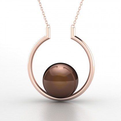Artémis Pendentif Perle d'eau douce chocolat en Or rose 18k