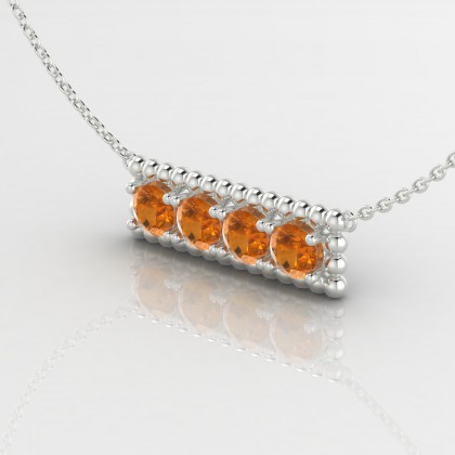 Brillant Pendentif Citrine en Or blanc 18k