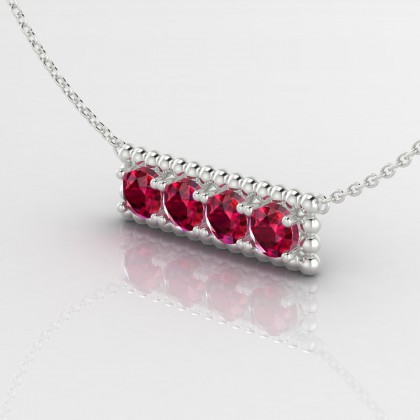Brillant Pendentif Rubis en Or blanc 18k
