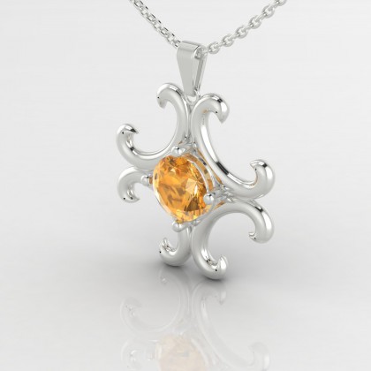 Coquette Pendentif Citrine en Or blanc 18k