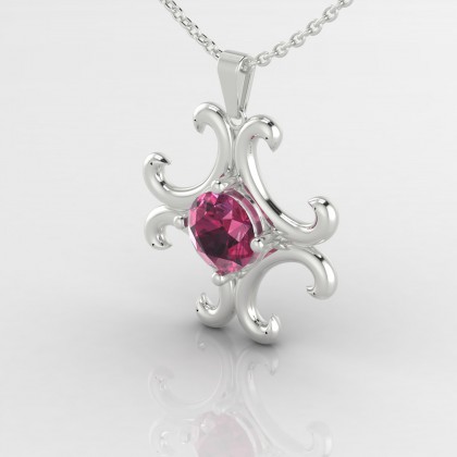 Coquette Pendentif Grenat en Or blanc 18k