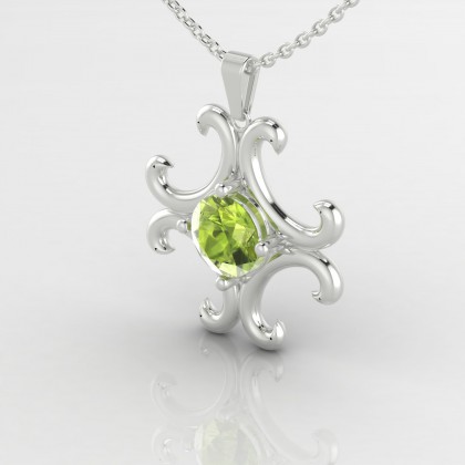 Coquette Pendentif Péridot en Or blanc 18k