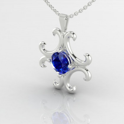 Coquette Pendentif Saphir en Or blanc 18k