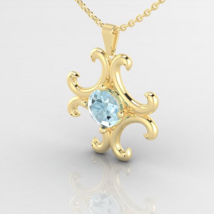 Coquette Pendentif Aigue-marine en Or jaune 18k