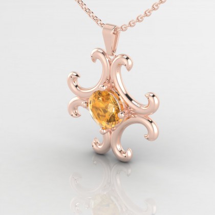 Coquette Pendentif Citrine en Or rose 18k