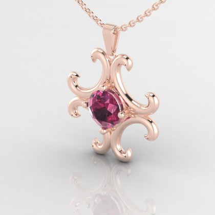 Coquette Pendentif Grenat en Or rose 18k