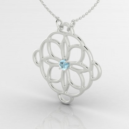 Eclosion Pendentif Aigue-marine en Or blanc 18k