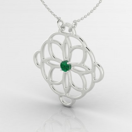 Eclosion Pendentif Emeraude en Or blanc 18k