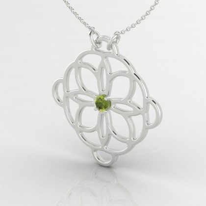 Eclosion Pendentif Péridot en Or blanc 18k