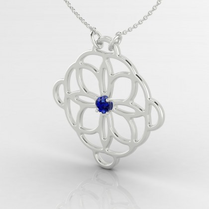 Eclosion Pendentif Saphir en Or blanc 18k