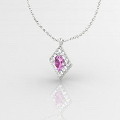 Gloria Pendentif Saphir rose en Or blanc 18k