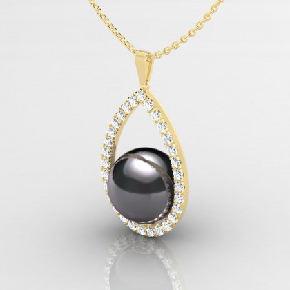 Heimata Pendentif Perle d'eau douce noire en Or jaune 18k
