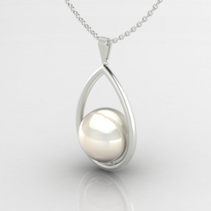 Heitiare Pendentif Perle d'eau douce blanche en Or blanc 18k