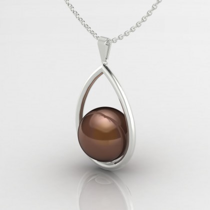 Heitiare Pendentif Perle d'eau douce chocolat en Or blanc 18k