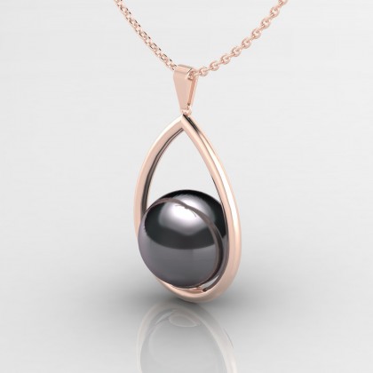 Heitiare Pendentif Perle d'eau douce noire en Or rose 18k