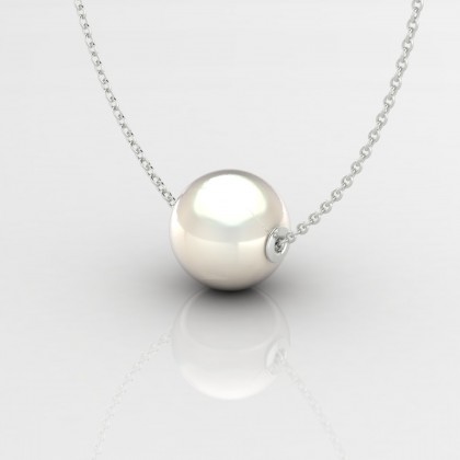 Heiva Pendentif Perle d'eau douce blanche en Or blanc 18k