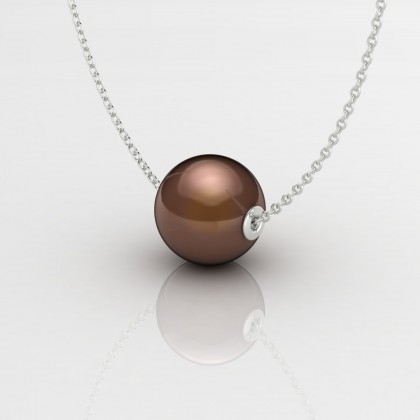 Heiva Pendentif Perle d'eau douce chocolat en Or blanc 18k