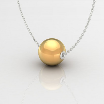 Heiva Pendentif Perle d'eau douce dorée en Or blanc 18k