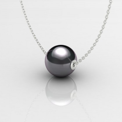 Heiva Pendentif Perle d'eau douce noire en Or blanc 18k