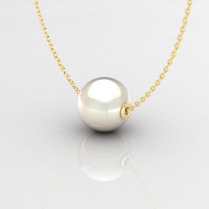 Heiva Pendentif Perle d'eau douce blanche en Or jaune 18k
