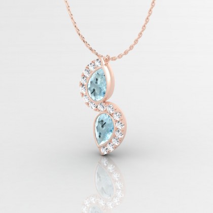 Hermine Pendentif Aigue-marine en Or rose 18k