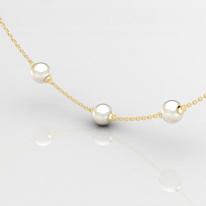 Hinaiti Pendentif Perle d'eau douce blanche en Or jaune 18k