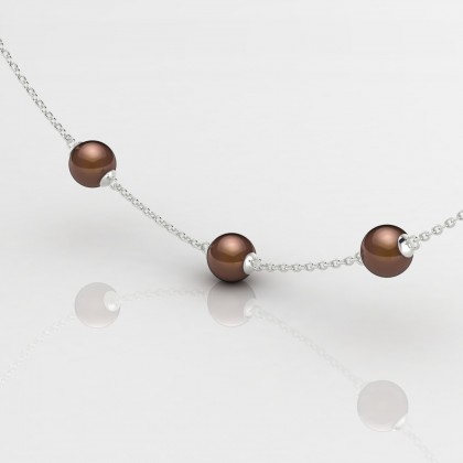 Hinaiti Pendentif Perle d'eau douce chocolat en Or blanc 18k