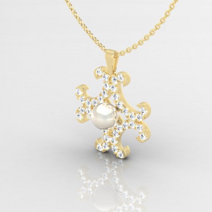 Hoanui Pendentif Perle d'eau douce blanche en Or jaune 18k