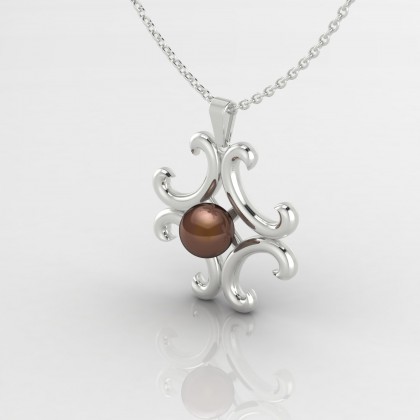 Ina Pendentif Perle d'eau douce chocolat en Or blanc 18k