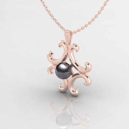 Ina Pendentif Perle d'eau douce noire en Or rose 18k