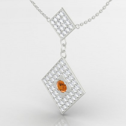 Instant Pendentif Citrine en Or blanc 18k