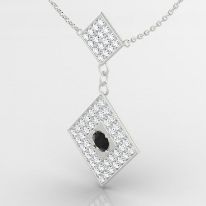 Instant Pendentif Diamant noir en Or blanc 18k