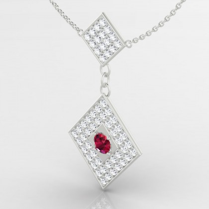 Instant Pendentif Rubis en Or blanc 18k