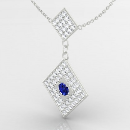 Instant Pendentif Saphir en Or blanc 18k