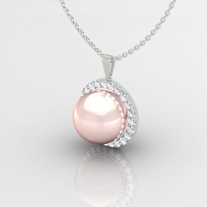 Maheata Pendentif Perle d'eau douce rose en Or blanc 18k