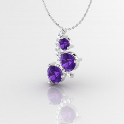 Mélonie Pendentif Améthyste en Or blanc 18k