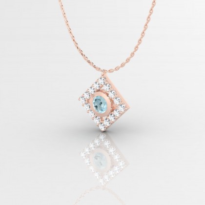 Mireille Pendentif Aigue-marine en Or rose 18k