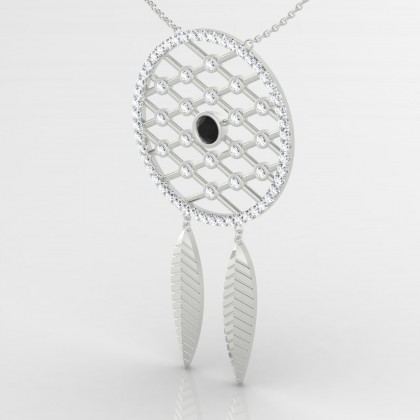 Mohawk Pendentif Diamant noir en Or blanc 18k