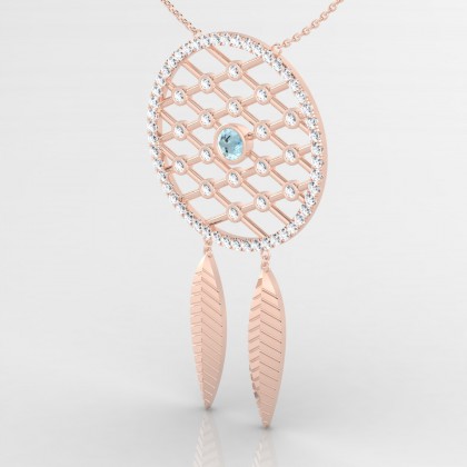 Mohawk Pendentif Aigue-marine en Or rose 18k