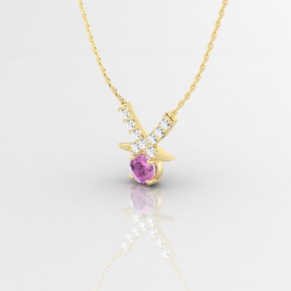 Octavie Pendentif Saphir rose en Or jaune 18k