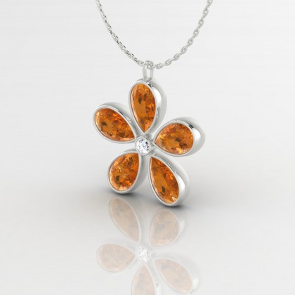 Paquerette Pendentif Citrine en Or blanc 18k