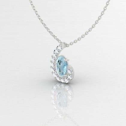 Sidonie Pendentif Aigue-marine en Or blanc 18k