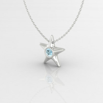 Starla Pendentif Aigue-marine en Or blanc 18k