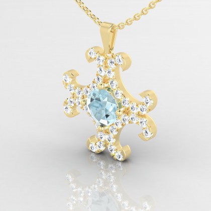 Surprise Pendentif Aigue-marine en Or jaune 18k
