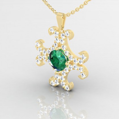 Surprise Pendentif Emeraude en Or jaune 18k