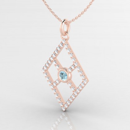 Symétrie Pendentif Aigue-marine en Or rose 18k
